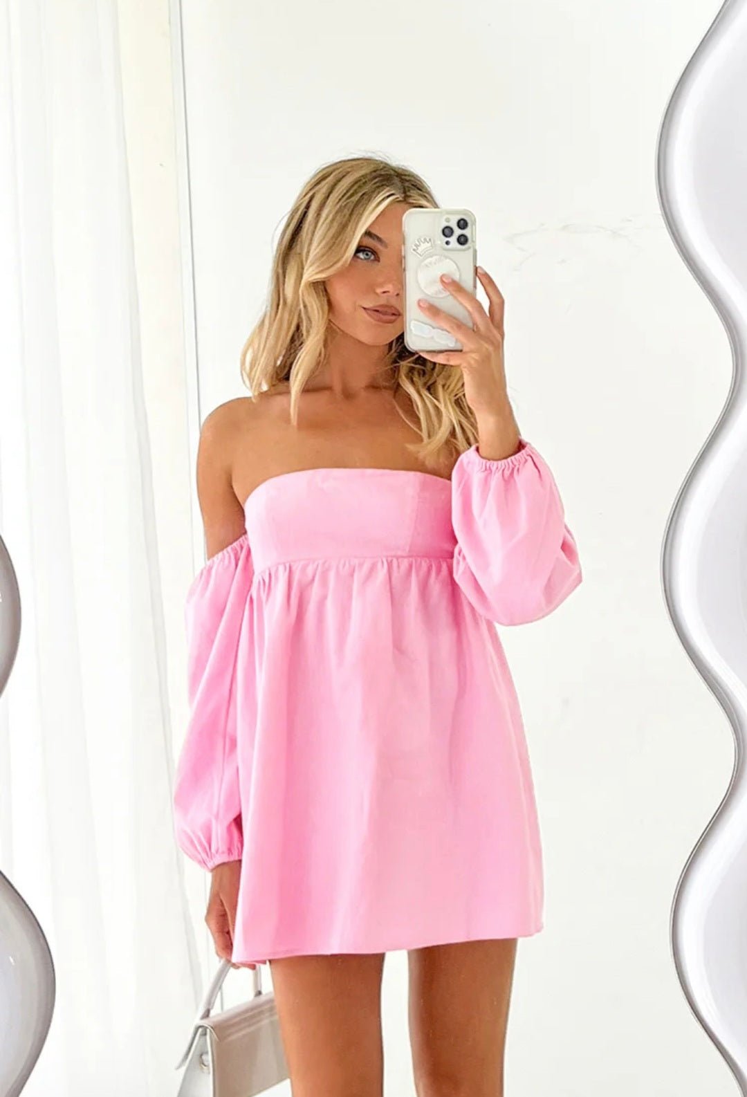 Pink Cotton Tube Smocked Dress - La Femme Boutique