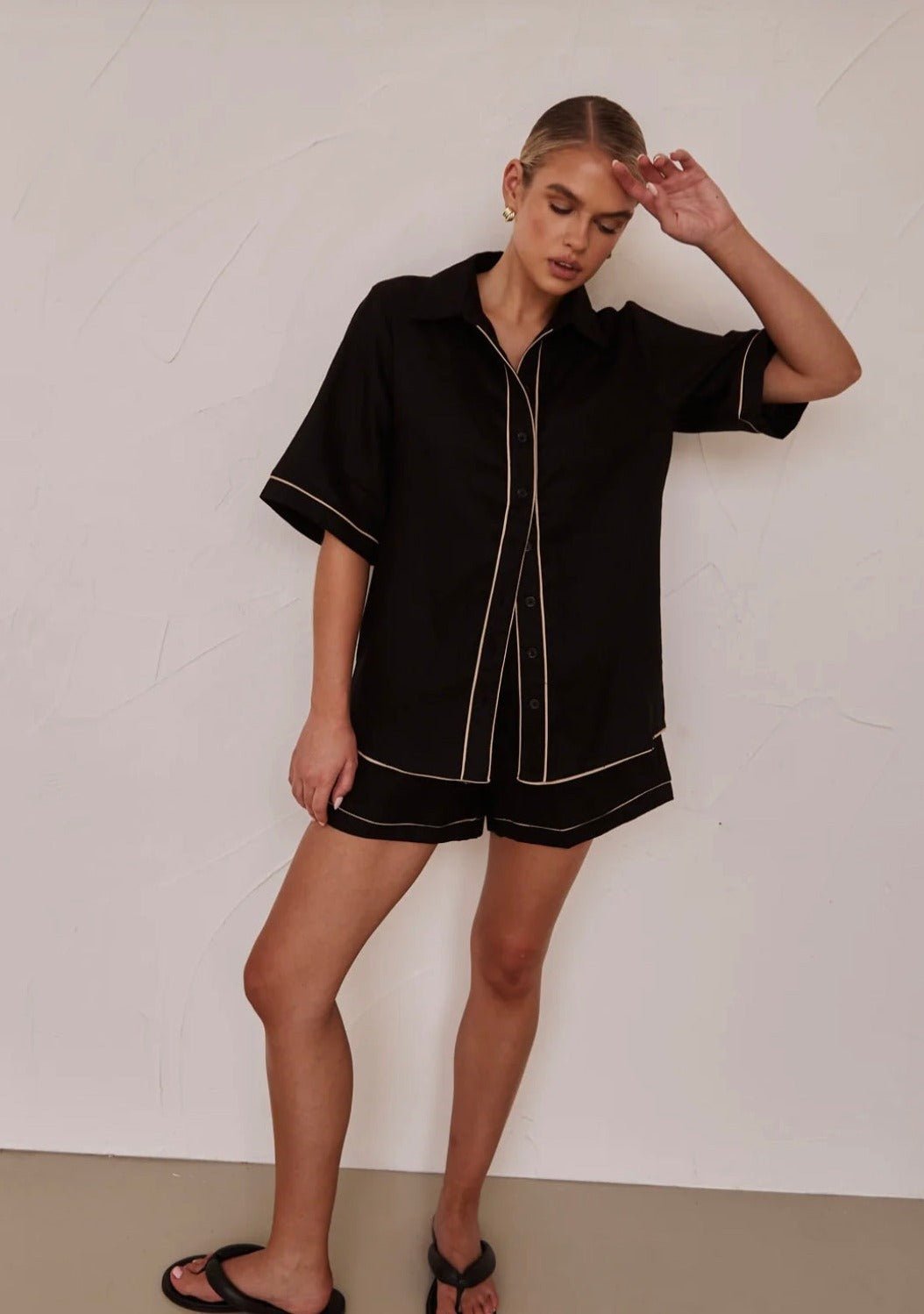 Black Cotton Shirt - La Femme Boutique