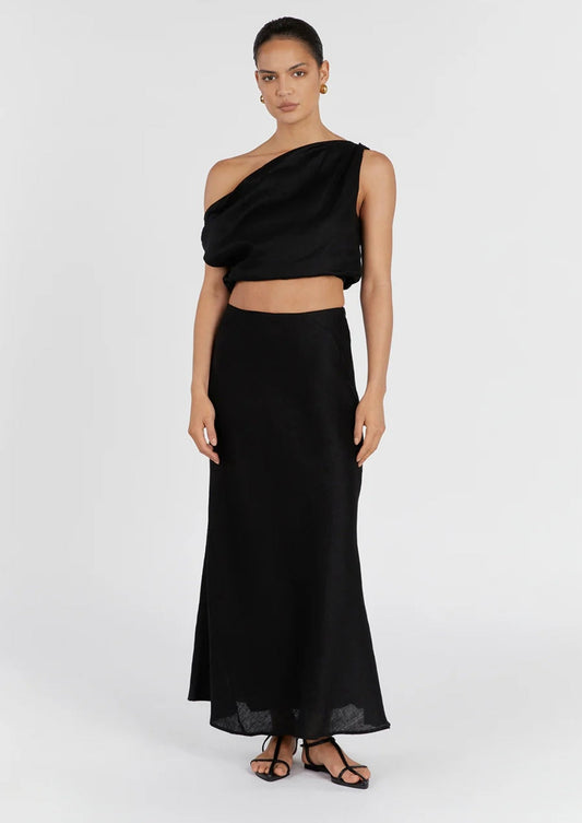Black One Shoulder Top-0