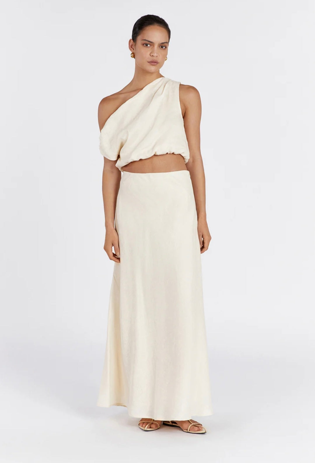 Ivory Linen One Shoulder Top-4